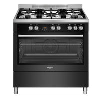 Whirlpool 90cm 110L Dual Fuel Upright Cooker in Black Stainless Steel (WP90510MFBSSAUS)