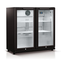 Husky 190L Double Glass Door Outdoor Bar Fridge/Drinks Chiller in Black (HUS-C2-840-BLK) - Factory Seconds