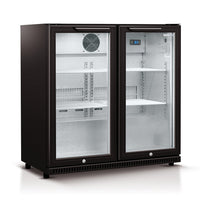 Husky 190L Double Glass Door Outdoor Bar Fridge/Drinks Chiller in Black (HUS-C2-840-BLK) - Factory Seconds