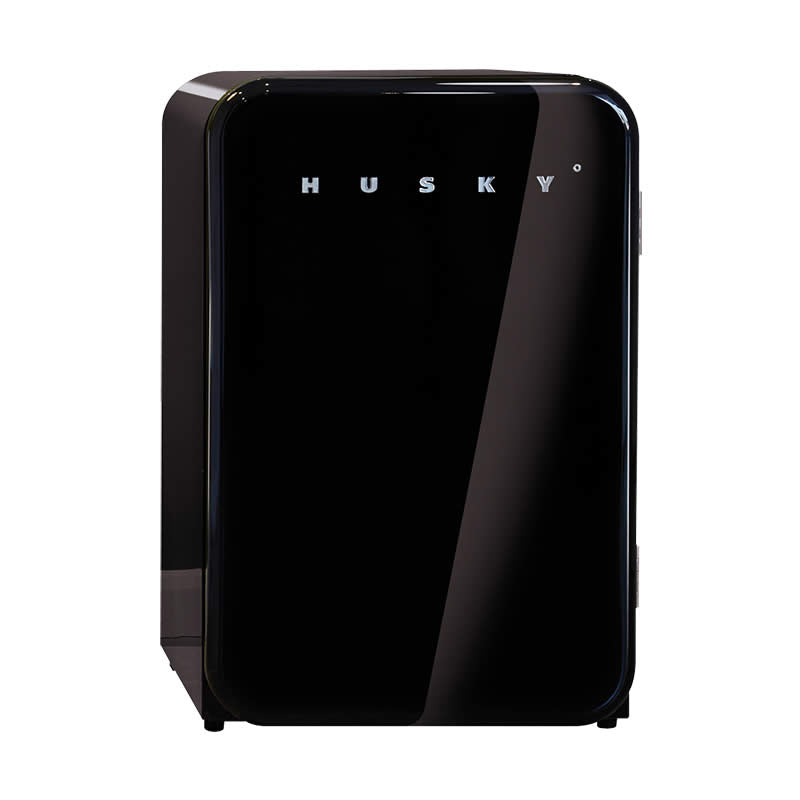 Husky 112L Solid Door Retro Style Bar Fridge in Black (HUSRETRO112BLK