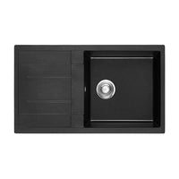 Tisira 86cm Single Bowl Black Granite Kitchen Sink & Reversible Drainer (TSG860BK)