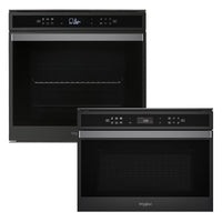 Whirlpool W-Collection Built-In Oven & Compact Oven in Black Stainless Steel Kitchen Bundle