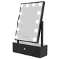 One Products Table Top Vanity Mirror With Storage Drawer & LED Lighting in Black (OPCM002D)