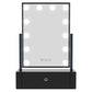 One Products Table Top Vanity Mirror With Storage Drawer & LED Lighting in Black (OPCM002D)