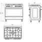 Tisira 90cm 126L Dual Fuel Upright Cooker in Black Stainless Steel (TFGC9610EXB)