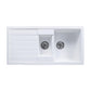 Tisira 100cm 1.5 Bowl White Granite Kitchen Sink & Reversible Drainer (TSG1000WH)